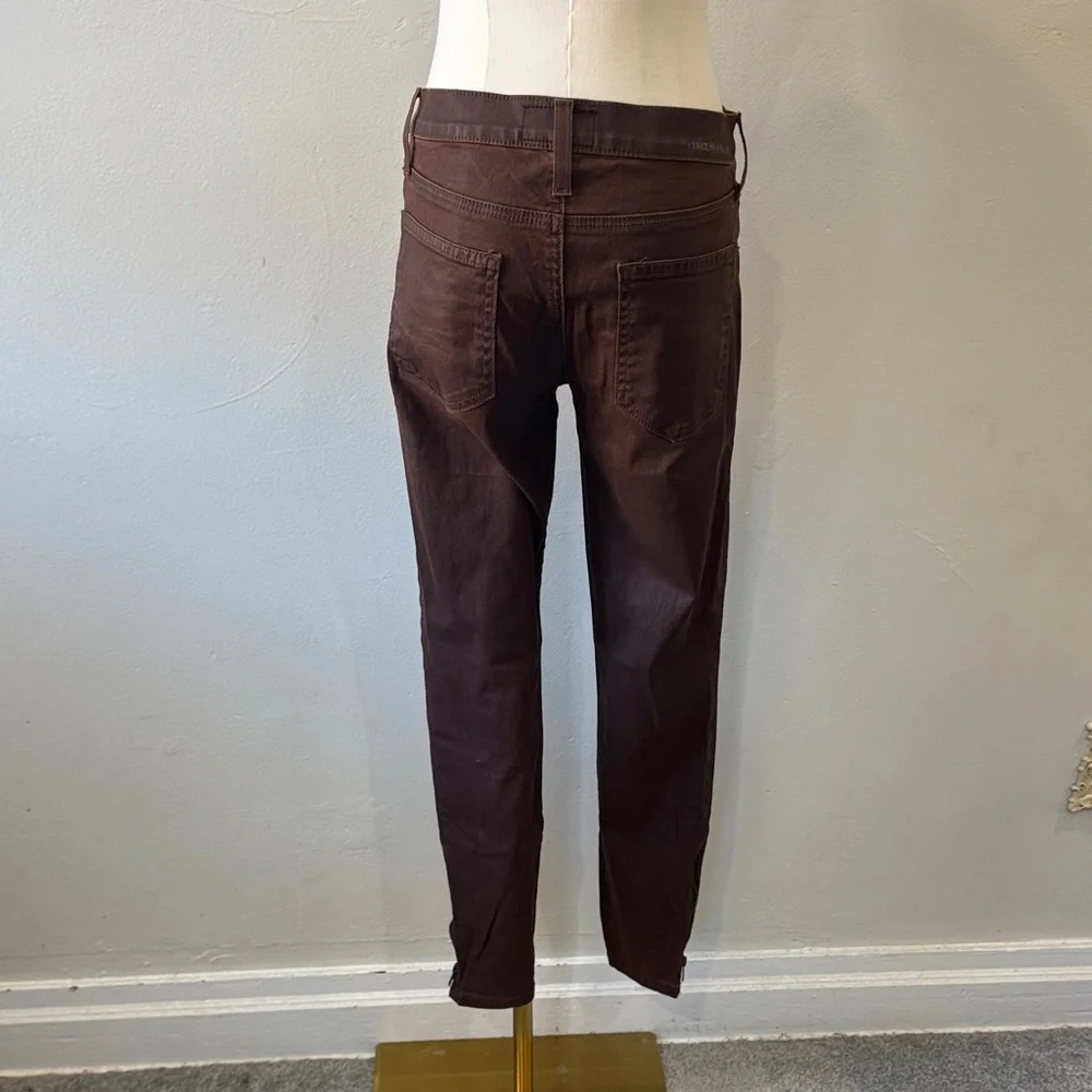Current/Elliott “Soho Zip Stiletto” Brown Coated Skinny Pants – Size 27